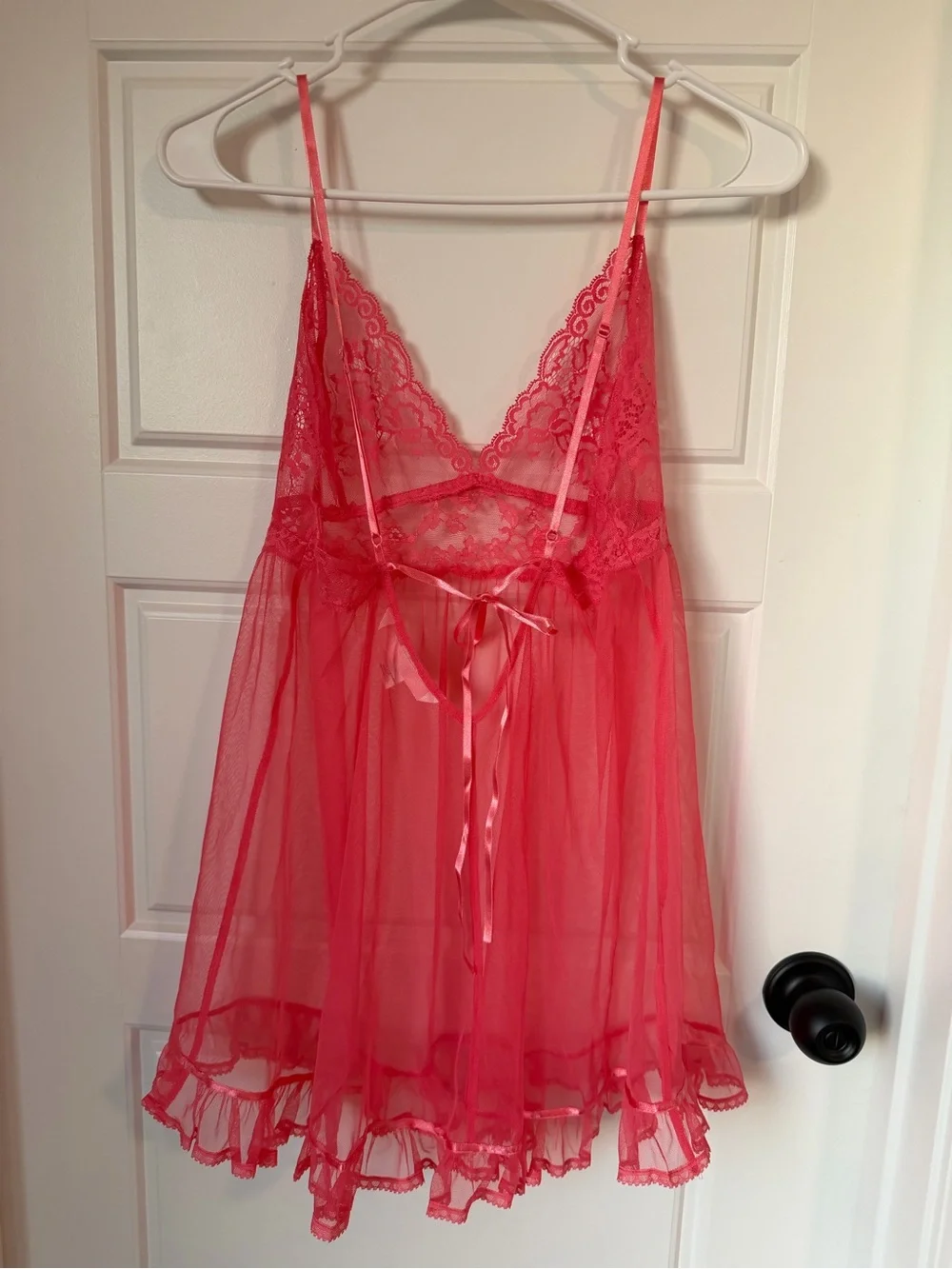 Vintage Victoria's Secret 2003 Hot Pink Mesh Lace Babydoll Slip M